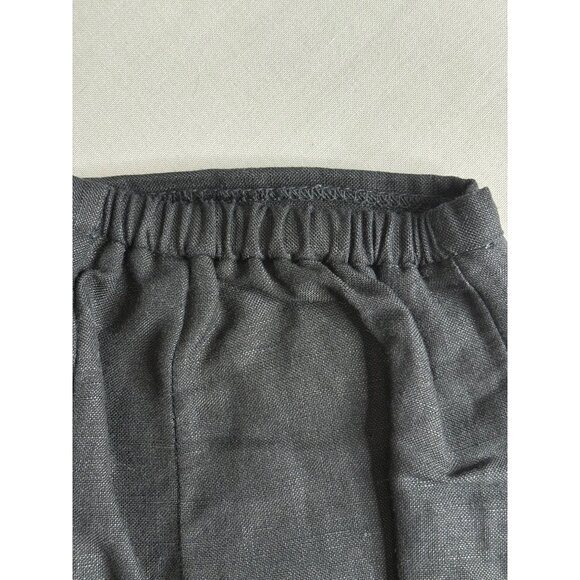 Plaza South Black Linen Tapered Pants Sz 18 Minimalist Slit Hem - Picture 10 of 12